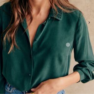 Sezane Vito Shirt in Bottle Green, Size 12